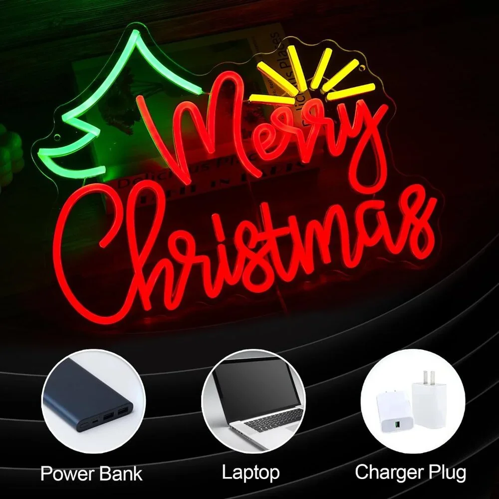 Merry Christmas Neon Sign Led Candy Dimmable Light Up Sign for Party Kids Gift
